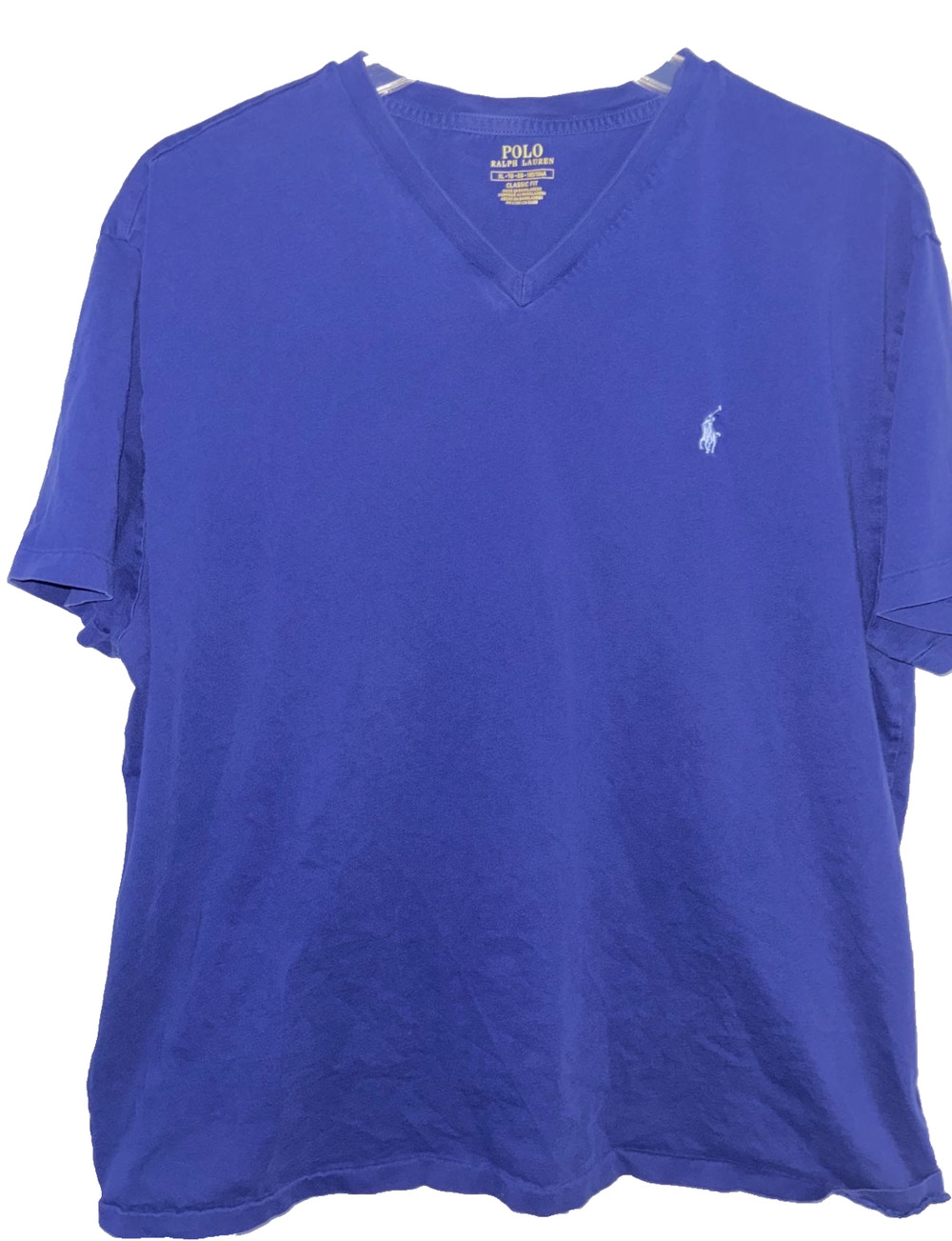 Polo Ralph Lauren Shirt Mens XL Royal Blue V Neck Classic Fit Short Sleeve Tee